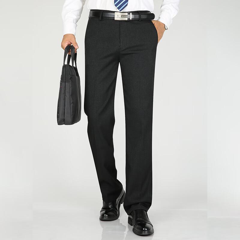 ROMON Men s Thick Straight-Leg Non-Iron Business Casual Trousers 36