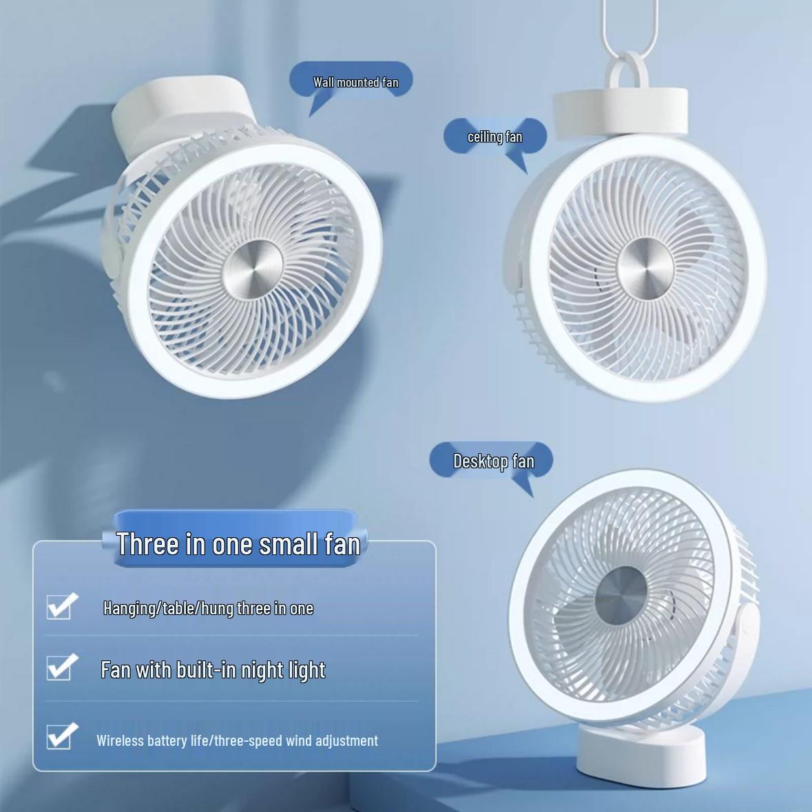 Royal Huiren Silent Rechargeable Oscillating Mini Fan with Long Battery Life and Portable USB Charging Type-C Fast Charge 3000mAh