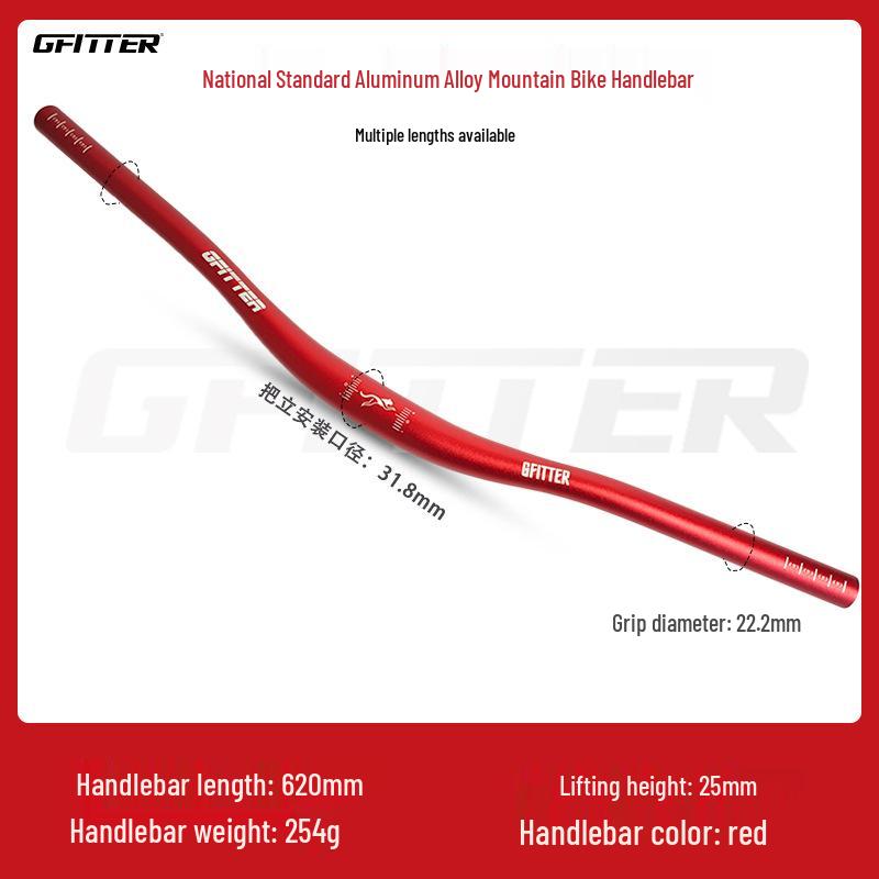 GFITTER Ultrakönnyű Alumíniumötvözet Fecske Hegyikerékpár Kormány, 25mm Emelés, 620/720/780mm Méretekben Kapható.