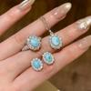 Romantische blaue Taube 925 Silber & Ovaler Seeablagerungsjaspis Dreiteiliges Set