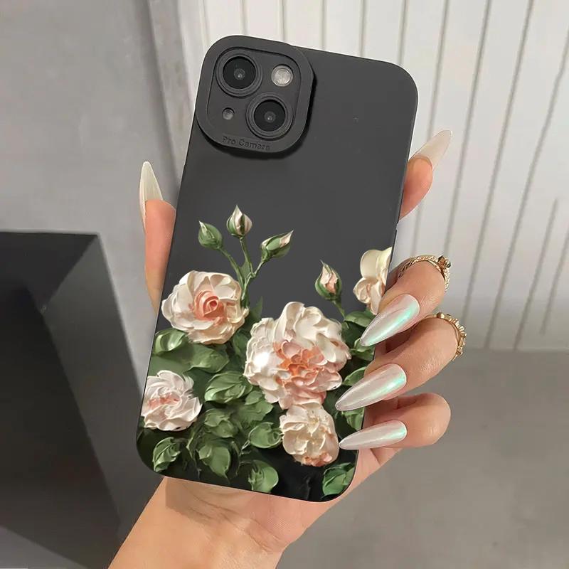 Rose Flower Phone Case For iPhone 16 Pro Max Case For iPhone 11 13 12 15 14 Pro Max 7 8 Plus XS X Soft Silicone Shockproof Cover
