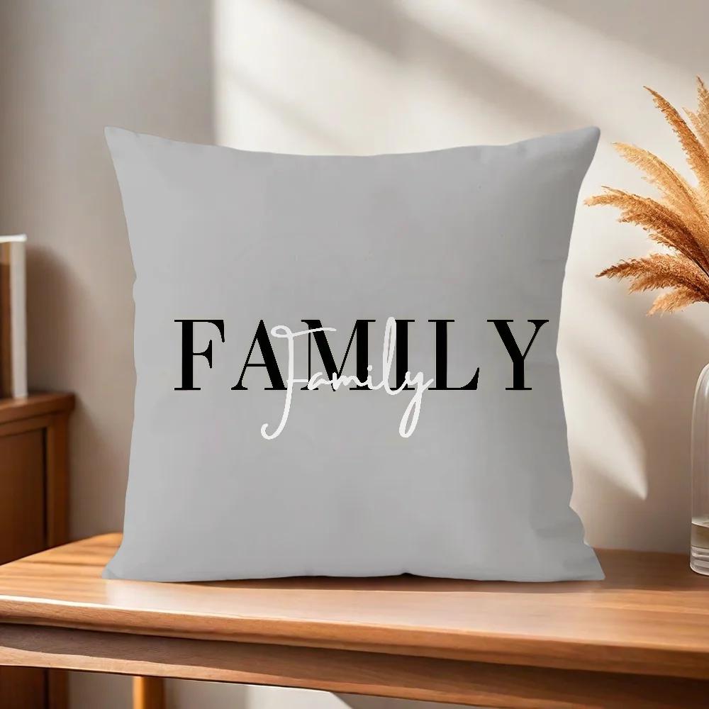 Grey Pillowcases With Home Family Love Motifs Office Car Sofa Bed Cushion Cover Home Bedroom Decoration