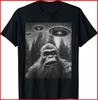 Funny Graphic Tee Bigfoot Sasquatch Alien UFO Black T-Shirt S-5XL