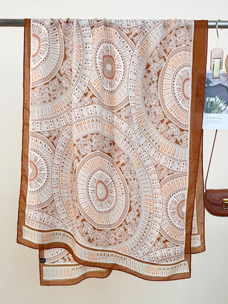 Elegant Women Silk Scarf Beach Wrap Shawl Retro Print Ladies Sunscreen Bandanas Hijab Mujer Boho Scarve Pareo Casual Fashion New