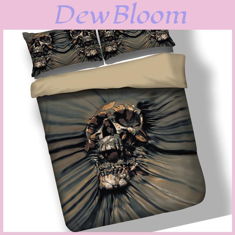 Premium Skull 3d Duvet Quilt Cover With Pillow Case Reversible Bedding Set For Unique Decor