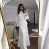 European and American Spring Gentle Wind Small Fresh Floral Lotus Leaf Edge Long Dress