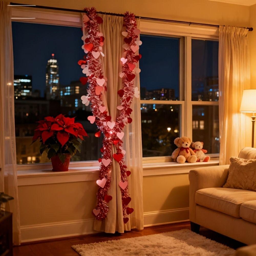 Rotes Rosa Valentinstag Herzförmige Ranke Künstliche Valentinstag Dekoration Verlobung Jubiläum