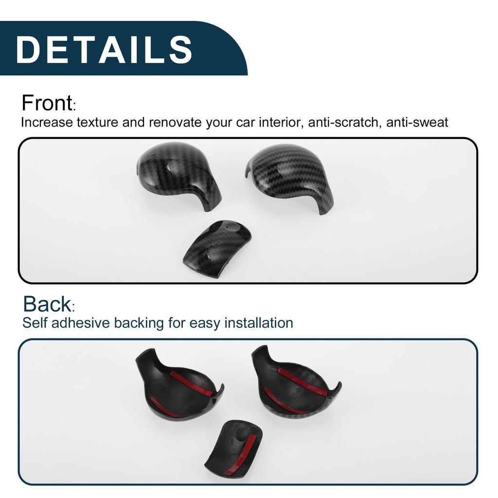 TUCKBOLD Gear Shift Knob Decorator Cover for Ford Mustang Console Interior Trim Sticker Styling Decoration Carbon Fiber Black with Adhesive Backing