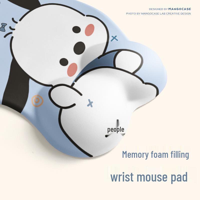 Pacha Dog Rubber Wrist Support Mouse Pad & Cute Keyboard Hand Rest Desk Pad - Ins Style