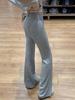 Women's Slimming Low-Waist Gray Flare Yoga Pants - 2026 Spring Collection