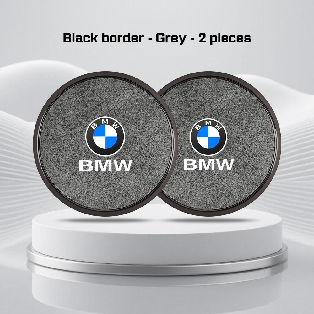 For BMW X1X2 X3 X5X4 X6 X7 1 3 5 7 Series F40 E90 G20 G30 i7 i8 2Pcs Leather Car Coaster Anti-slip Pad Water Cup Mat Accessories ulbn07