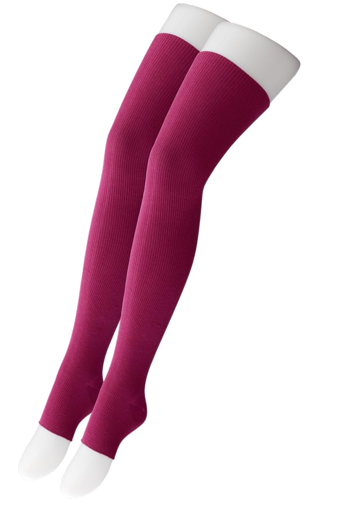 

Sleeping Socks 5 Compression One Size Fits All Thigh Length [Riossa] (Rose Red) [Toeless Socks, - RR]