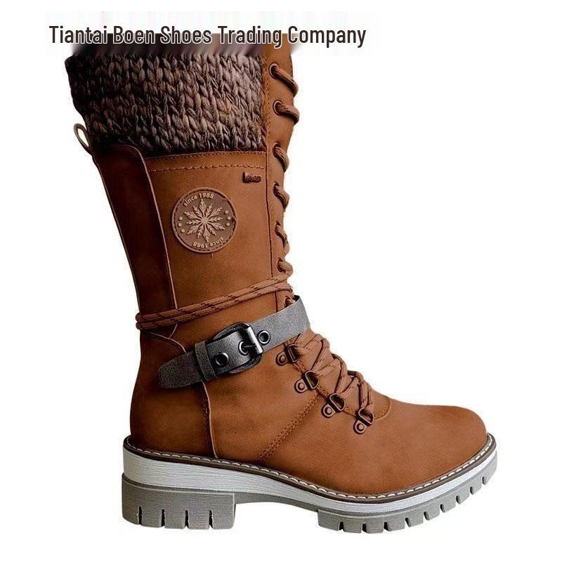 2025 Women's Retro Style Mid-Calf Riding Boots - Round Toe, Side Zipper, Autumn/Winter.