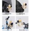 2 in 1 Universal Fahrrad-Kinderwagen-Becherhalter Wasserflaschen-Organizer 360° drehbar Rutschfestes Design Passend für Kinderwagen/Gehhilfen/Fahrräder