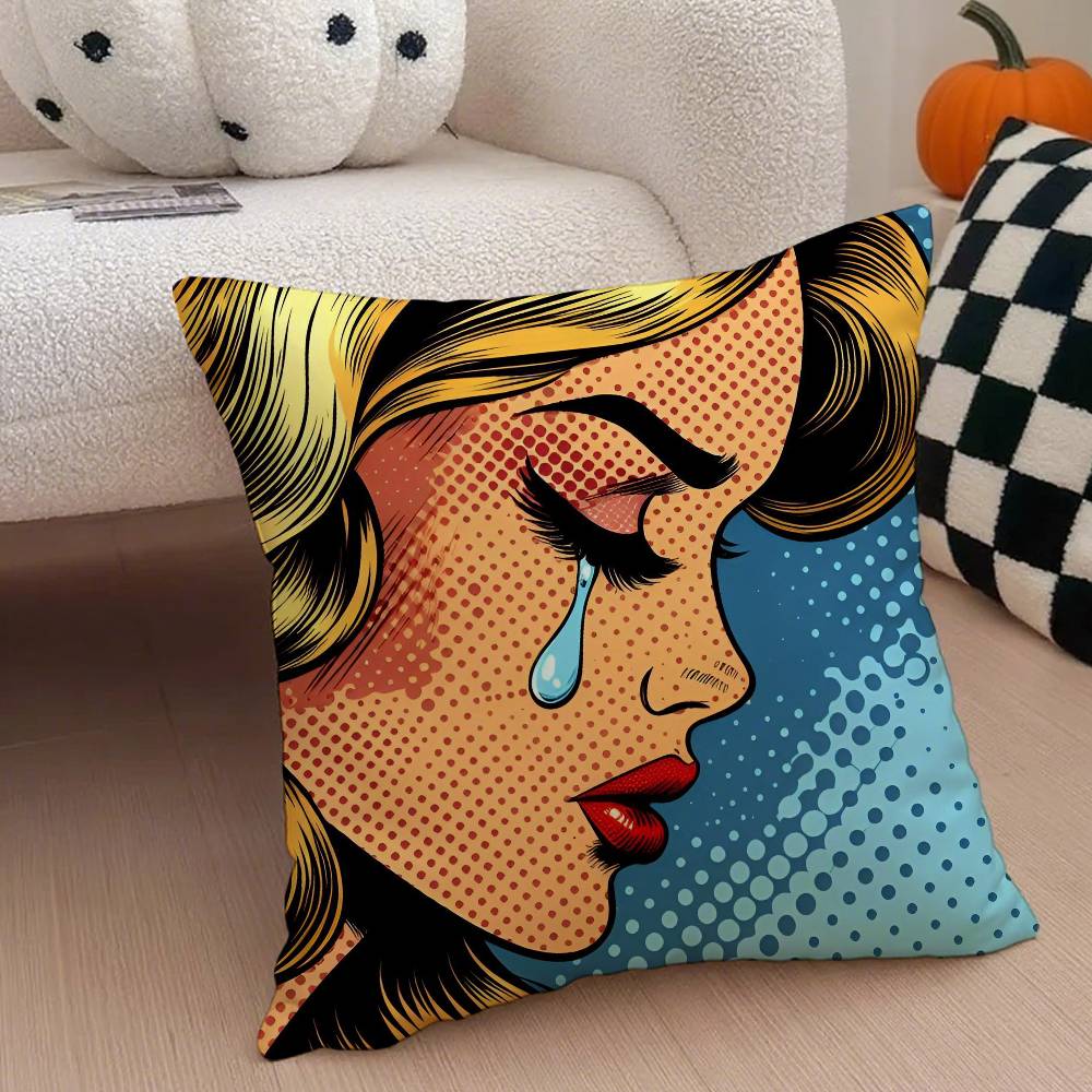 Anime P-Pop Ant Sexy Girls Pillow Case Anti-Dustmite Pillowcase Invisible Zipper Silky Short Plush Sofa Cushion Cover