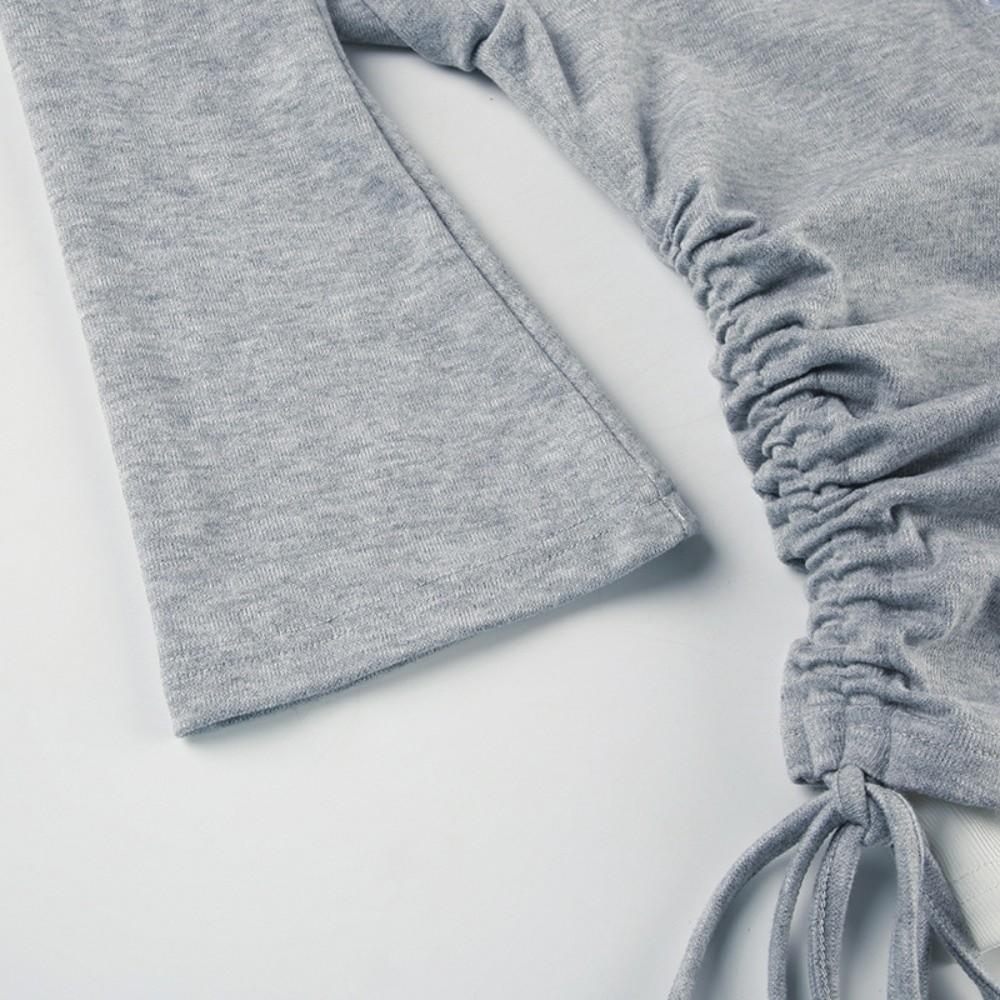 Bell Sleeve Slim Crop Tops Bow Skinny Knitwear Sweet Bottoming Top Spicy Girl