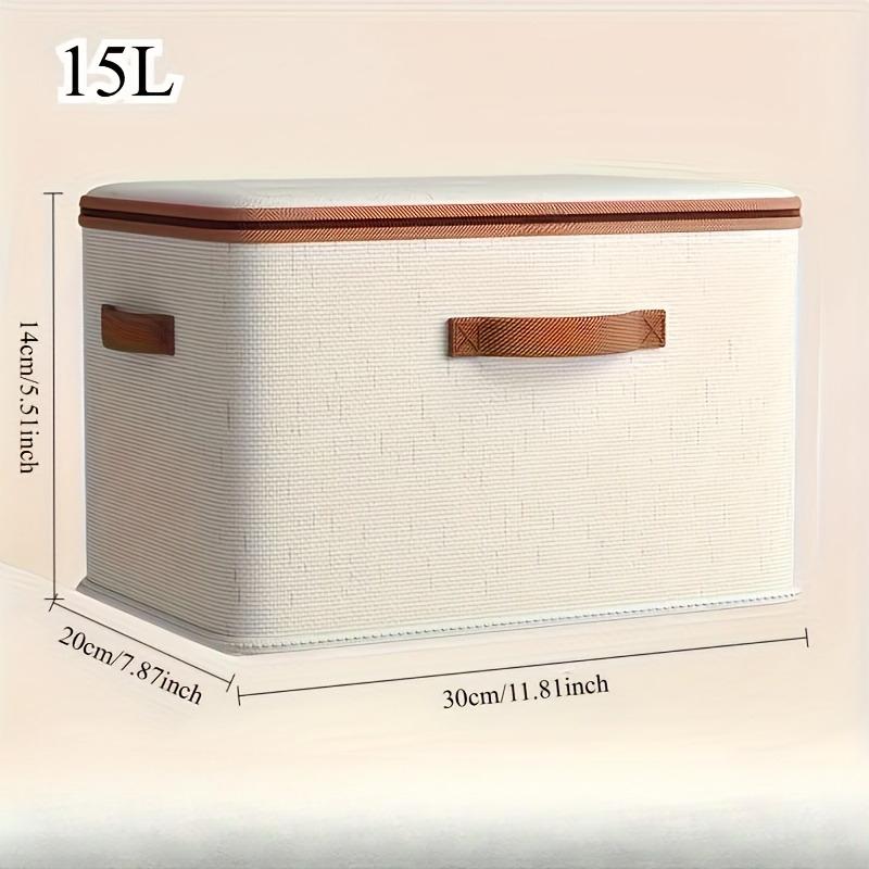 

Foldable Linen Storage Box with Double Zippers And Faux Leather Handles,Large Capacity Under-Bed Storage Basket with Lid бежевый