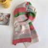 Rainbow Striped Mohair Scarf Women's Winter Korean Version Color Matching Striped Wool Short Scarf Student Warm Short Scarf Men