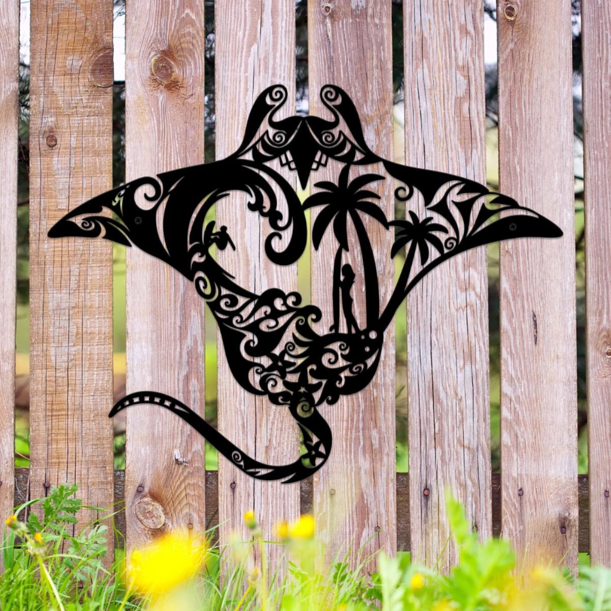 

Wall Hanging Metal Manta Ray Ocean Sea Marine Bathroom Home Decor Room Nursery чорний