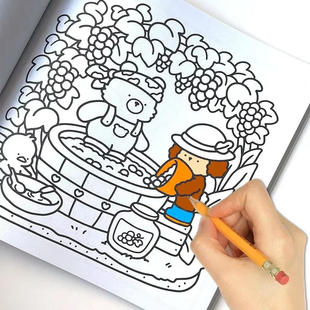 Relaxing Coloring Books Arts Beginners Handicraft DIY Drawing Cozy Friends Book Bold Easy-to-follow Patterns
