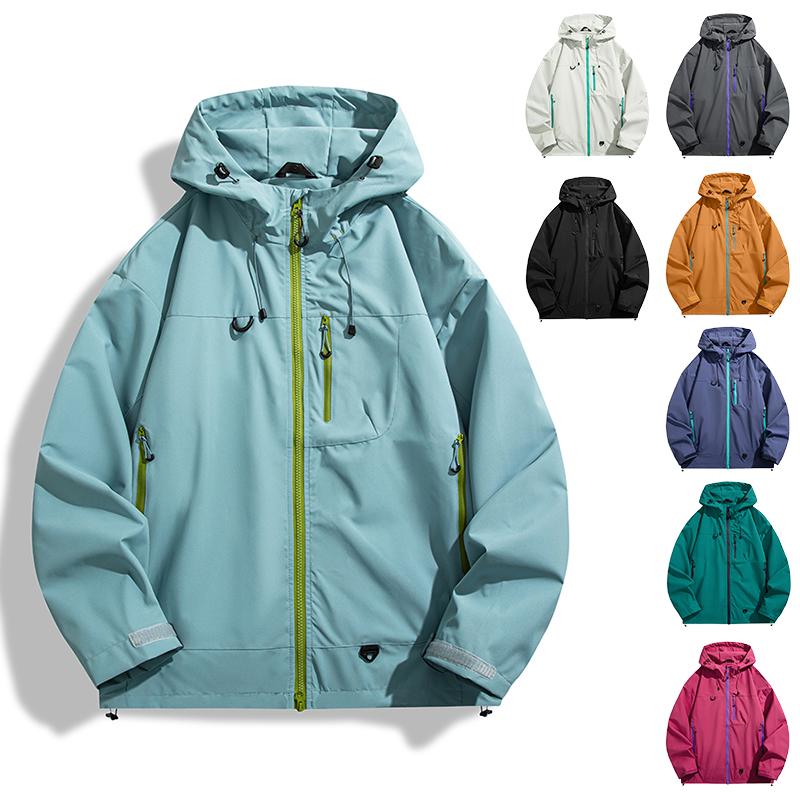 Men's Hard Shell Jacket Waterproof Windproof Outdoor Hiking Hooded Coat