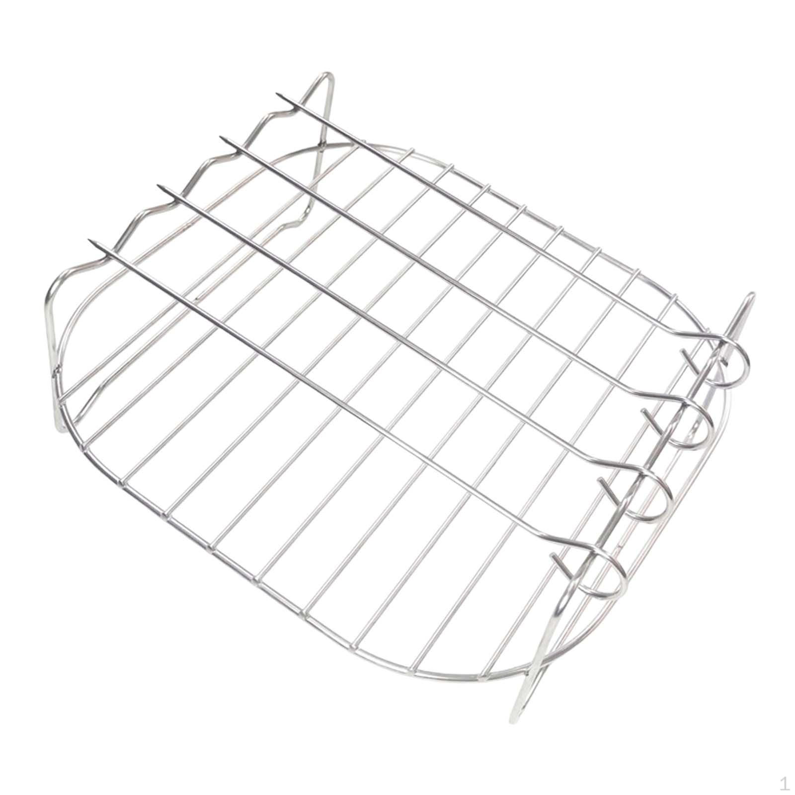 Air Fryer Rack, Double Layer BBQ Rack Portable Multipurpose Skewers Baking Tray, for