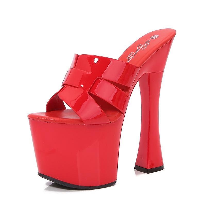 Fashion Hesitant Nightclub Super High Heels Slippers Women's Work Shoes Catwalk Pole Dance Shoes
