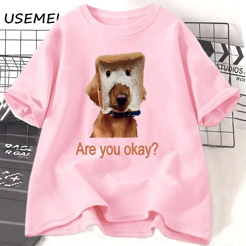 Fun Bread Dog Cat T-shirt Female Couple Pattern T-shirt Summer Couple Clothing Animal Short Sleeve T-shirt Top