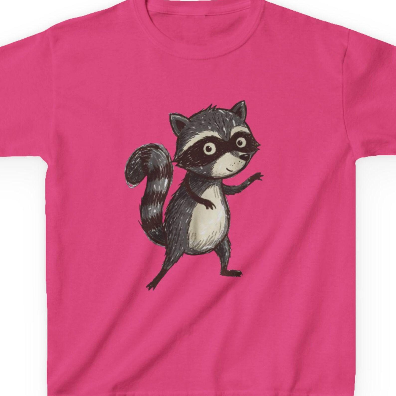 Hand Drawn Raccoon Kids Tshirt | Cute Woodland Animal Shirt 110