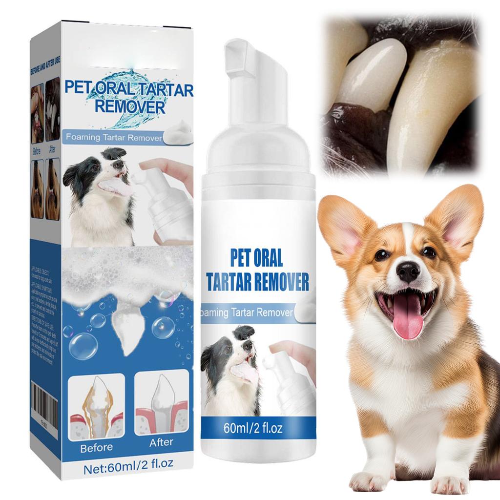 60ml Pet Oral Tartar Remover Spray Dogs And Cats Oral Cleanse Foams Dental Dirt Remover for Dogs & Cats Support Healthy Gums