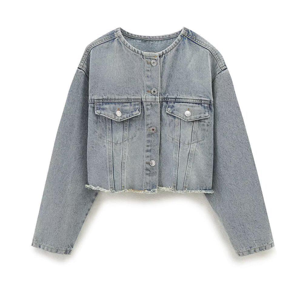 Spring & Autumn Women's Short Denim Jacket and Skirt Set - European & American Style