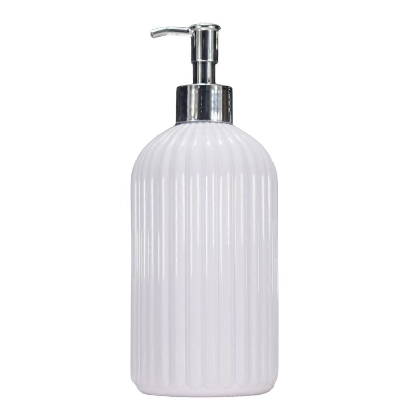 

500ml Strips Soap Dispenser with Bamboos Pump Refillable Bottle Shampoo Conditioner Lotion Body Wash Empty Container белый