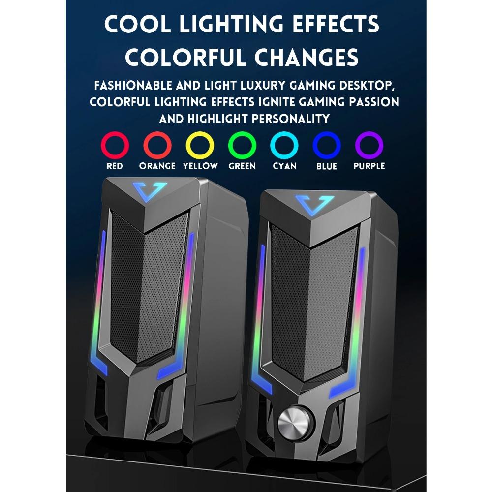 Wired & Bluetooth RGB Computer Speaker, Desktop Computer Speaker, Laptop Speaker, Desktop Stereo Speaker, USB Powered, with LED Ambient