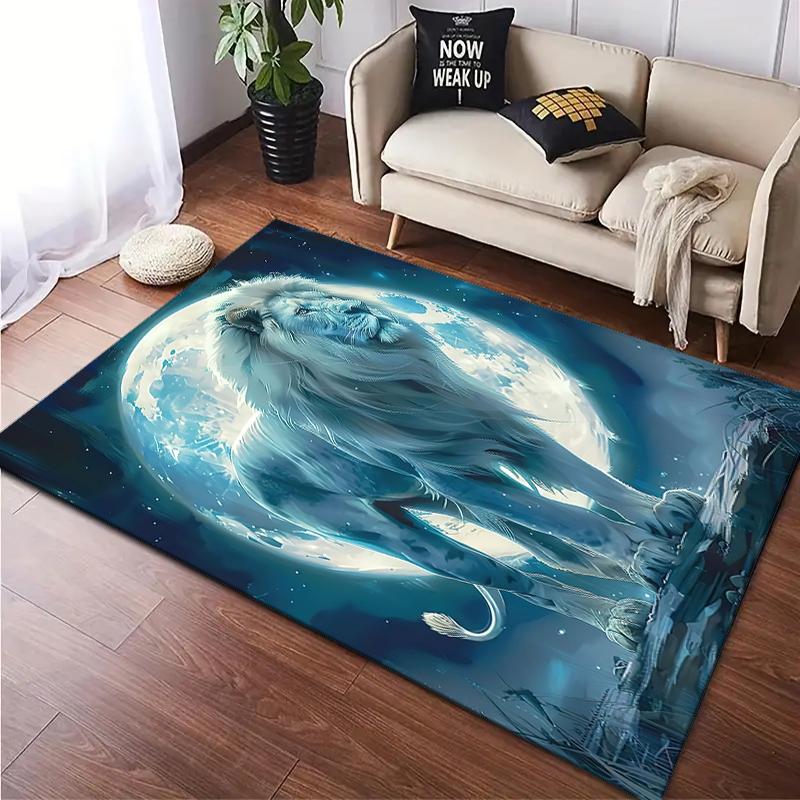 1PC Lion pattern printed Carpet Rug for Living Room Bedroom Home Sofa Decoration,Non-slip Floor Mat Floor mat