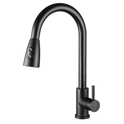Honggong Black 304 Stainless Steel Pull-Out Kitchen Faucet with Dual Modes