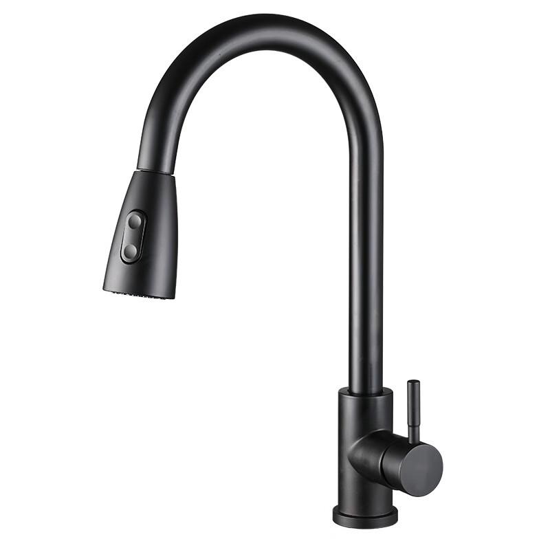 Выдвижной кухонный смеситель Honggong Black из нержавеющей стали 304 с двумя режимами