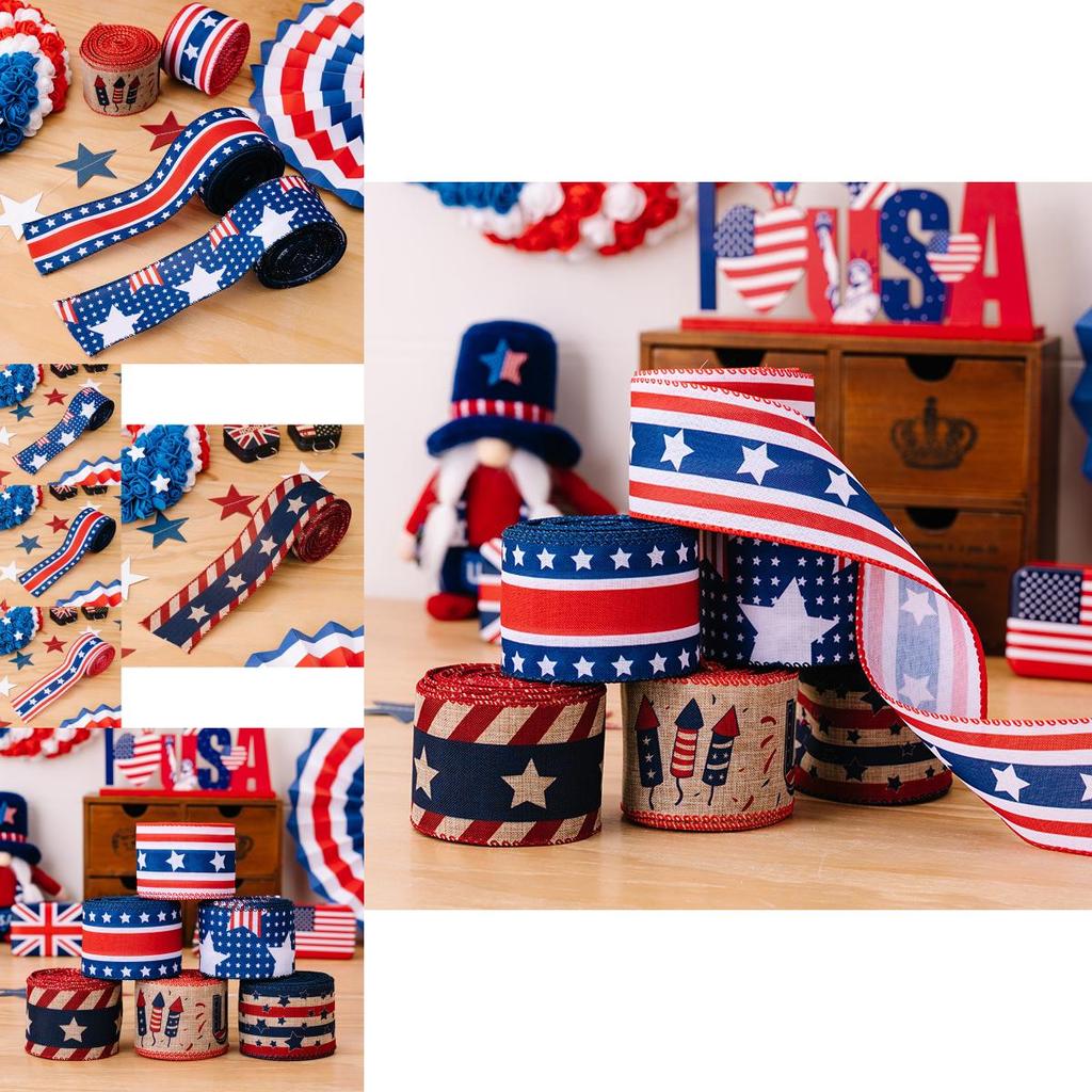 Vibrant Patriotic Independence Day Decoration American Ribbon Festive Banners In Red White And Blue