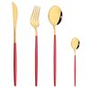 Drmfiy Pink Silver Stainless Steel Dinnerware Set Fork Knife Soup Ice Spoon Cutlery Set Western Flatware Kitchen Silverware Set