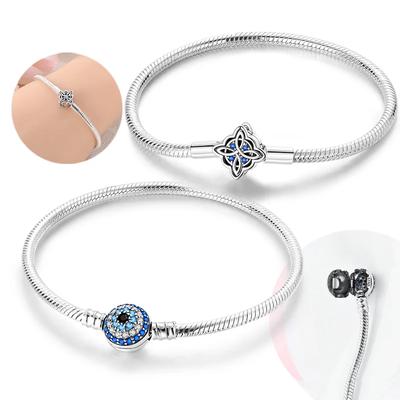 New 925 Silver Celtic Knot Snake Bone Lucky Eye Bracelet Fit Charming Bracelet Diy Fine Jewelry Gifts for Women