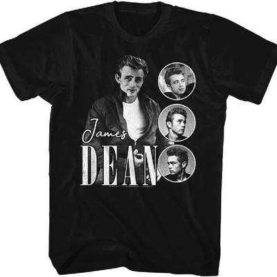 James Dean Actor Black & White Profile Images Adult Short Sleeve T Shirts Vintage Style Graphic Tees