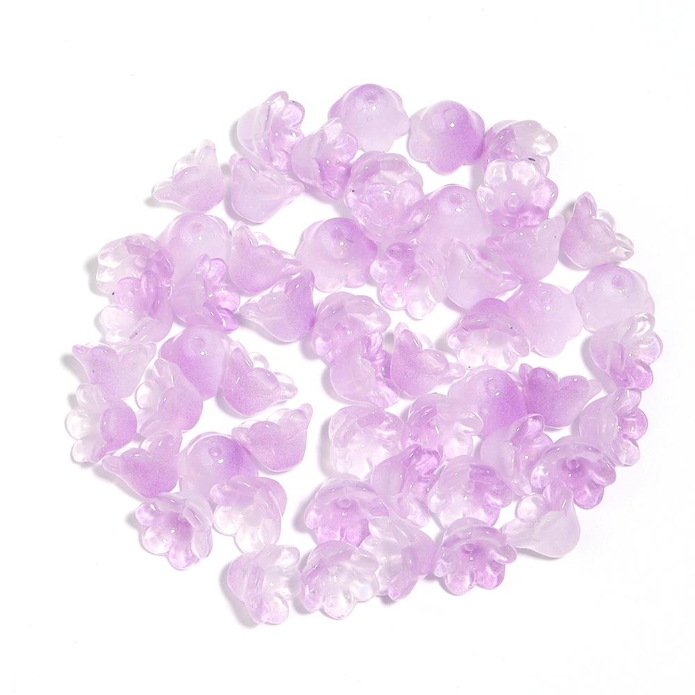 50pcs/lot Lily of The Valley Flower Shape Glass Beads Colorful Lampwork Beads For DIY Crafts Jewelry Making Accessories