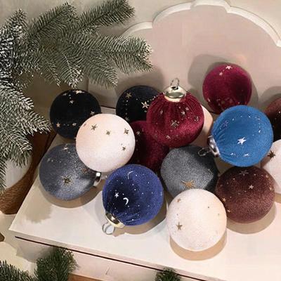 12Pcs/set Christmas Shiny Velvet Balls Christmas Tree Hanging Pendant for Thanksgiving Home Holiday Party Decorations