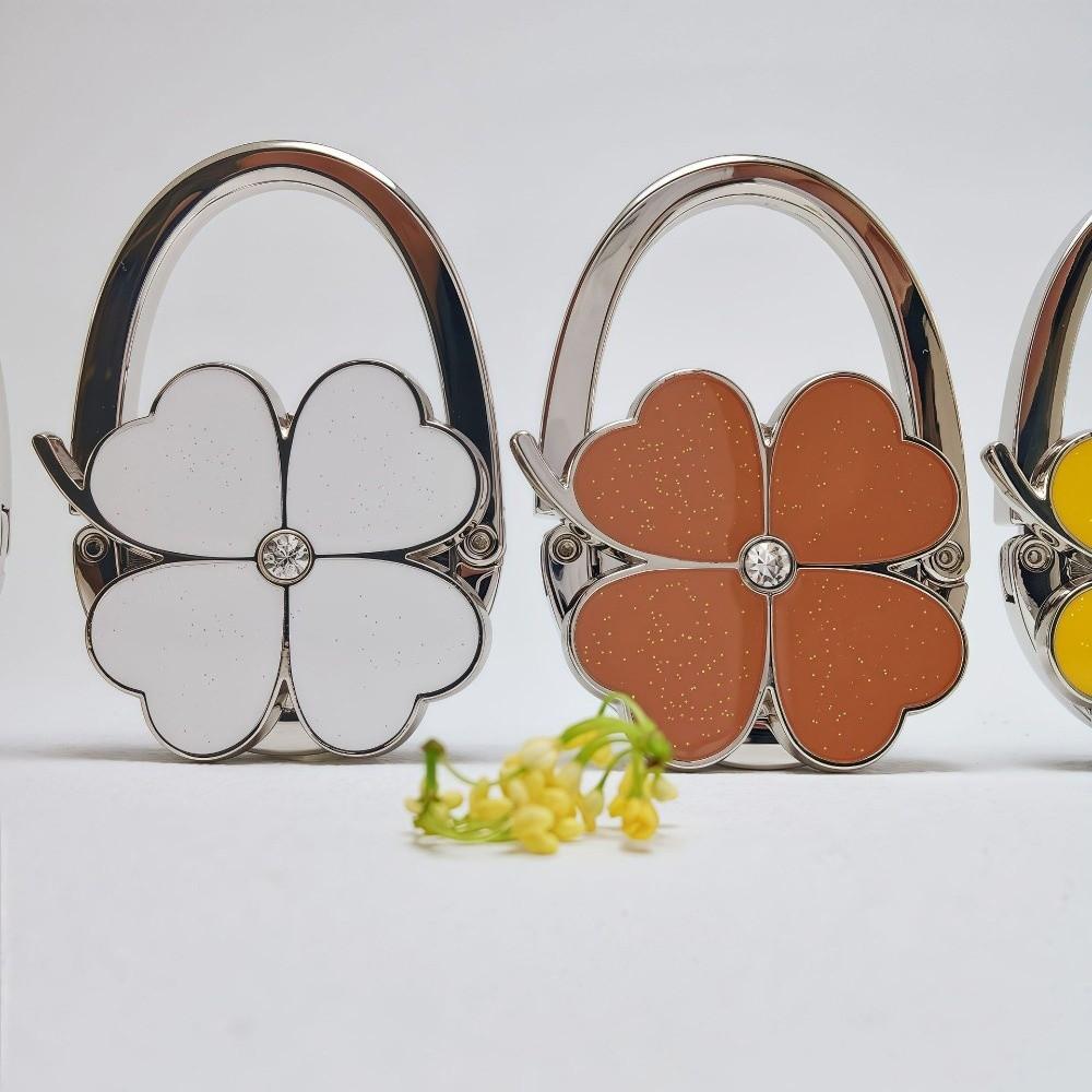 Fashion Foldable Handbag Hook for Women Four-leaf Clover Creative Purse Holder Portable Durable Bag Hanger for Table