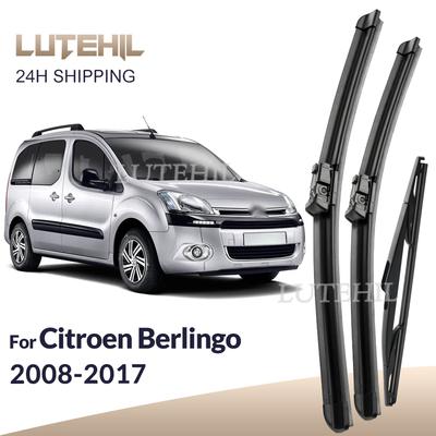 For Citroen Berlingo B9 2008-2017 2009 2010 2011 Wiper Front&Rear Wiper Blades Windshield Windscreen Window Brushes 26"+16"+14"