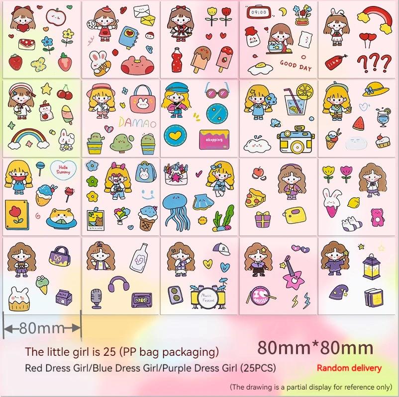 Set of 25 kraft Paper Bookmarks Blank Card Bookmark kit with Colorful Tassel Pendant Cute girl Stickers for DIY Projects
