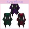 Women's Vintage Skull Head Medieval Gothic Witch Cosplay Costume Dress For Halloween Party