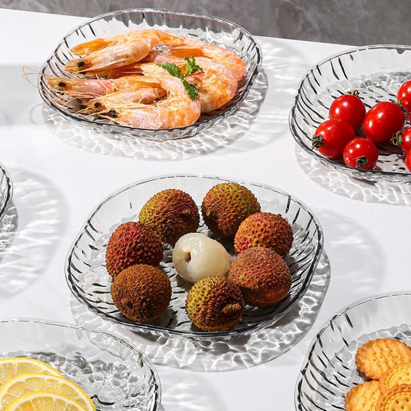 Transparent Bone Plate Glacier Pattern Snack Dish Dessert Plate Table Waste Dish Luxury Kitchen Tableware