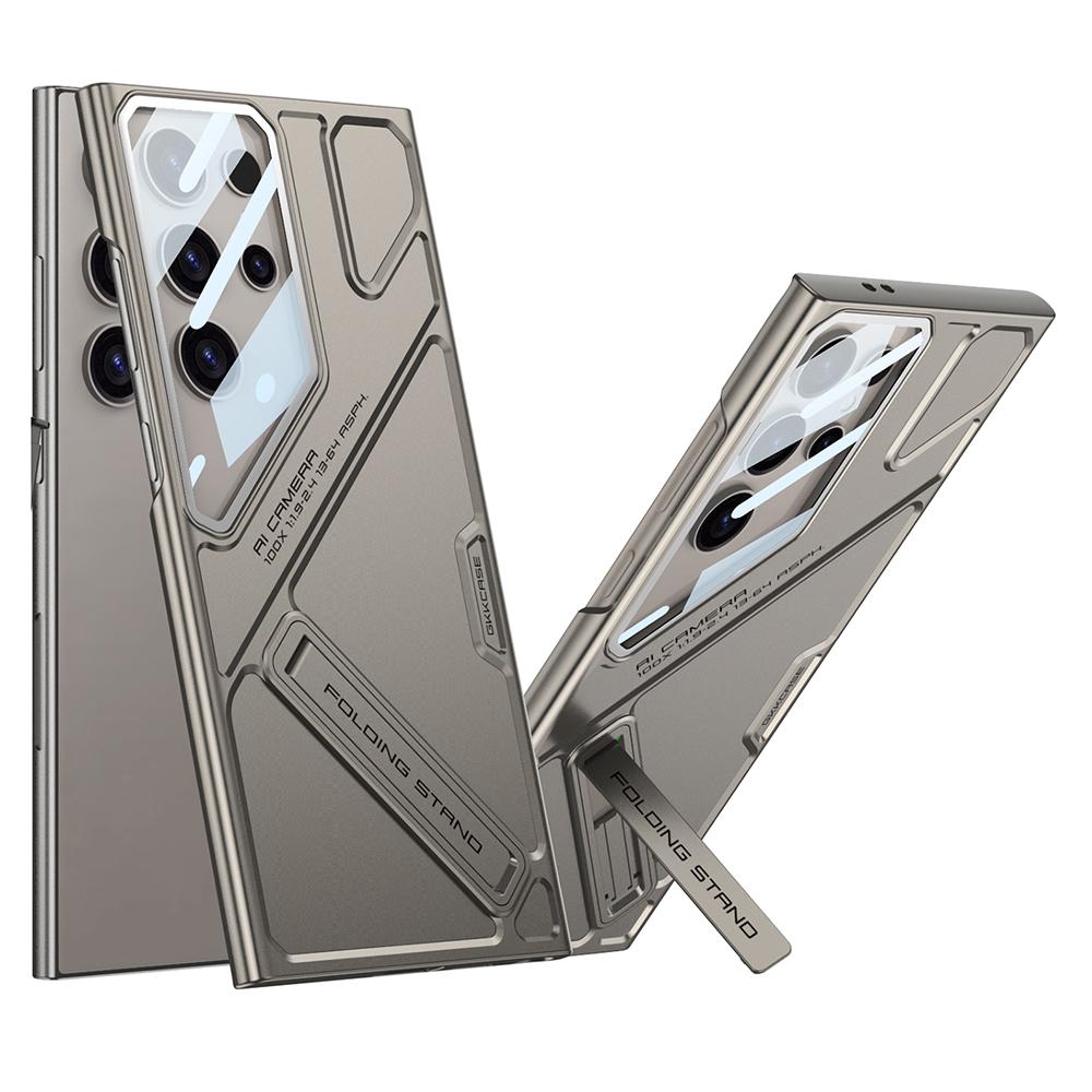 For Samsung Galaxy S24 Ultra Case Mecha Style Shockproof Hard PC Phone Cover with Kickstand