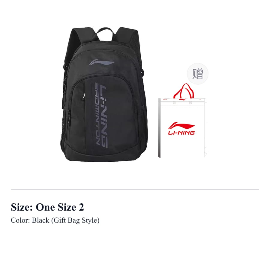 Li Ning Polyester Backpack Regular Unisex Black ABSS275-4