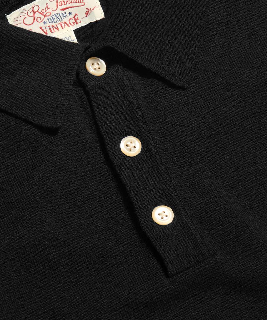 Ledeutoneido Retro Knitted Polo Shirt Black